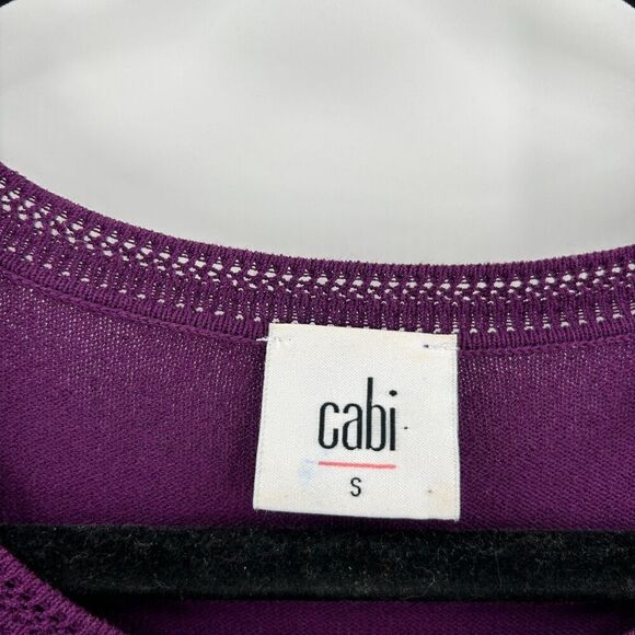 CABI Purple Peek Pullover Crew Neck Knit Open Side Sleeve Blouse Top Size Small - Picture 6 of 7